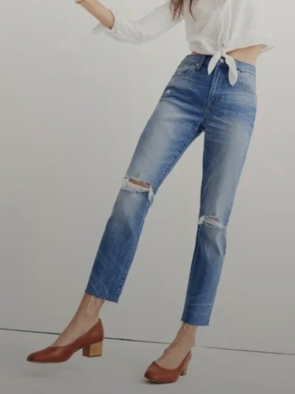 Madewell | The High-Rise Slim Boyfriend Distressed Raw Hem Jeans - Size 30